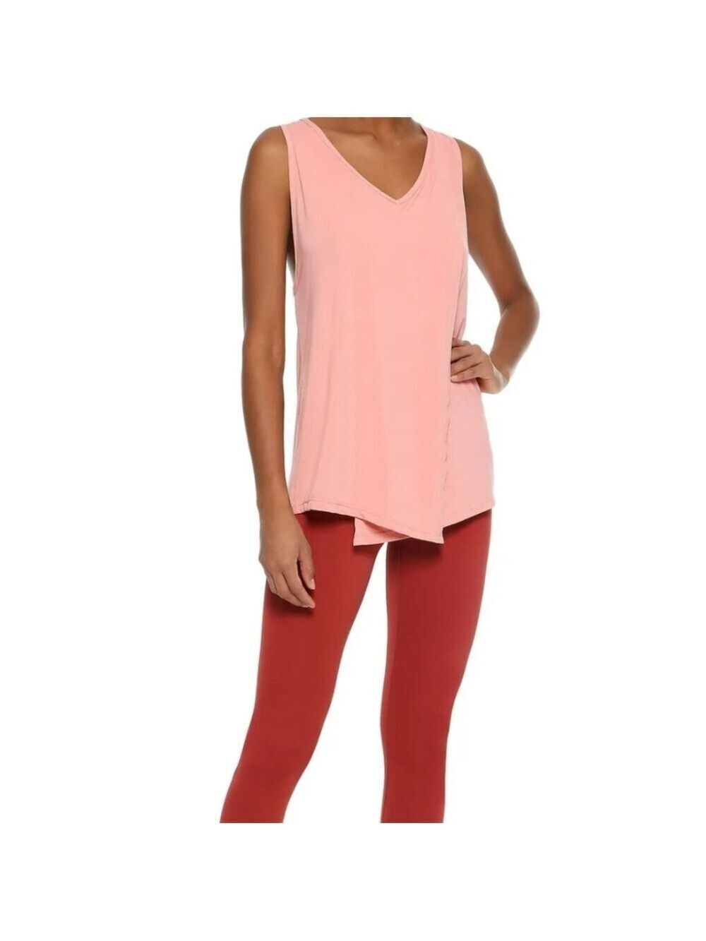 Iris & Ink Coral Stretch Jersey Layered Tank
